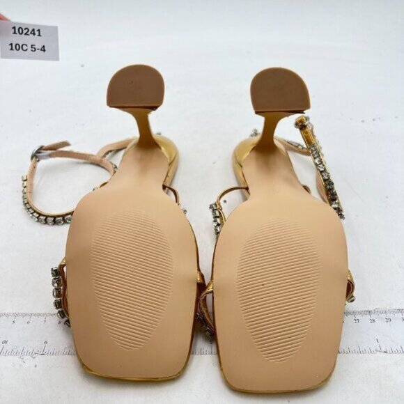 FOWT Fashion Leather Classic Square Toe Crystal Ankle Strap Flared High Heels El - Picture 7 of 8